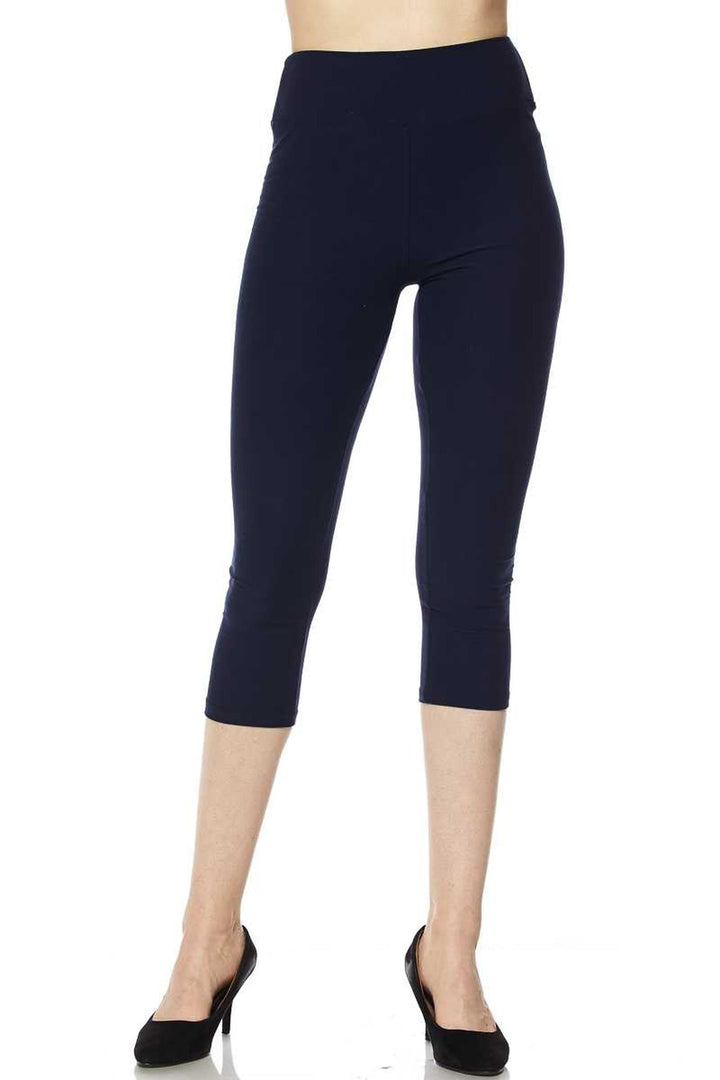 Buttery Smooth Basic Solid High Waisted Plus Size Capris - 3 Inch - New Mix