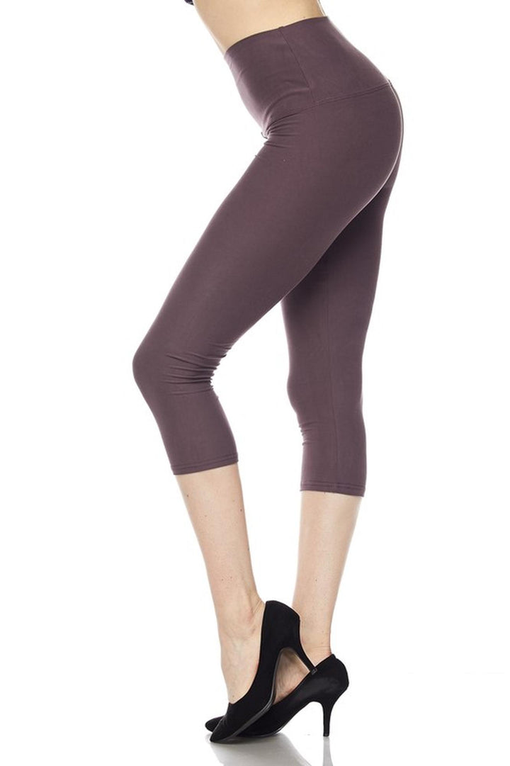 Buttery Smooth Basic Solid High Waisted Plus Size Capris - 5 Inch - New Mix
