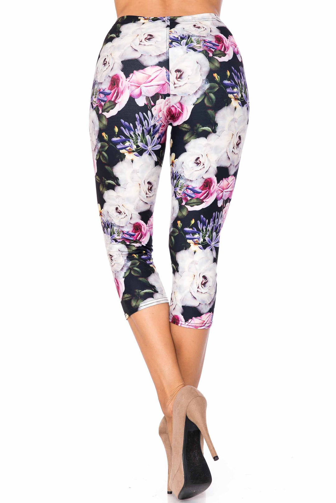 Creamy Soft Floral Garden Bouquet Plus Size Capris - USA Fashion