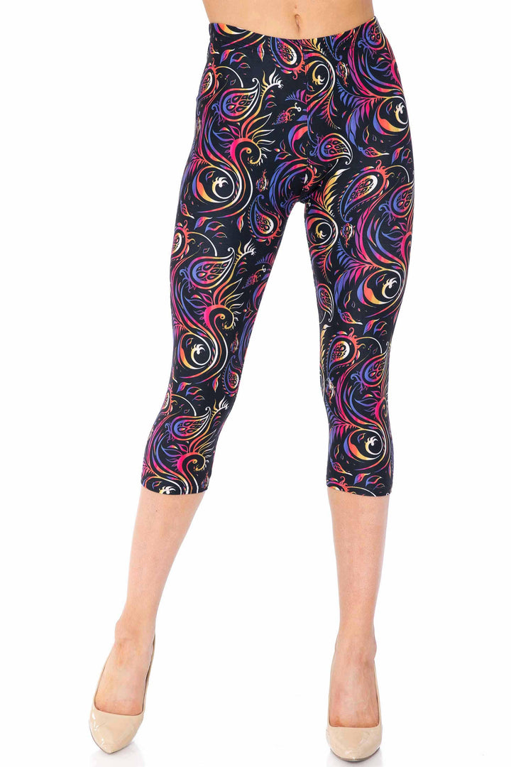 Creamy Soft Ombre Paisley Swirl Plus Size Capris - USA Fashion