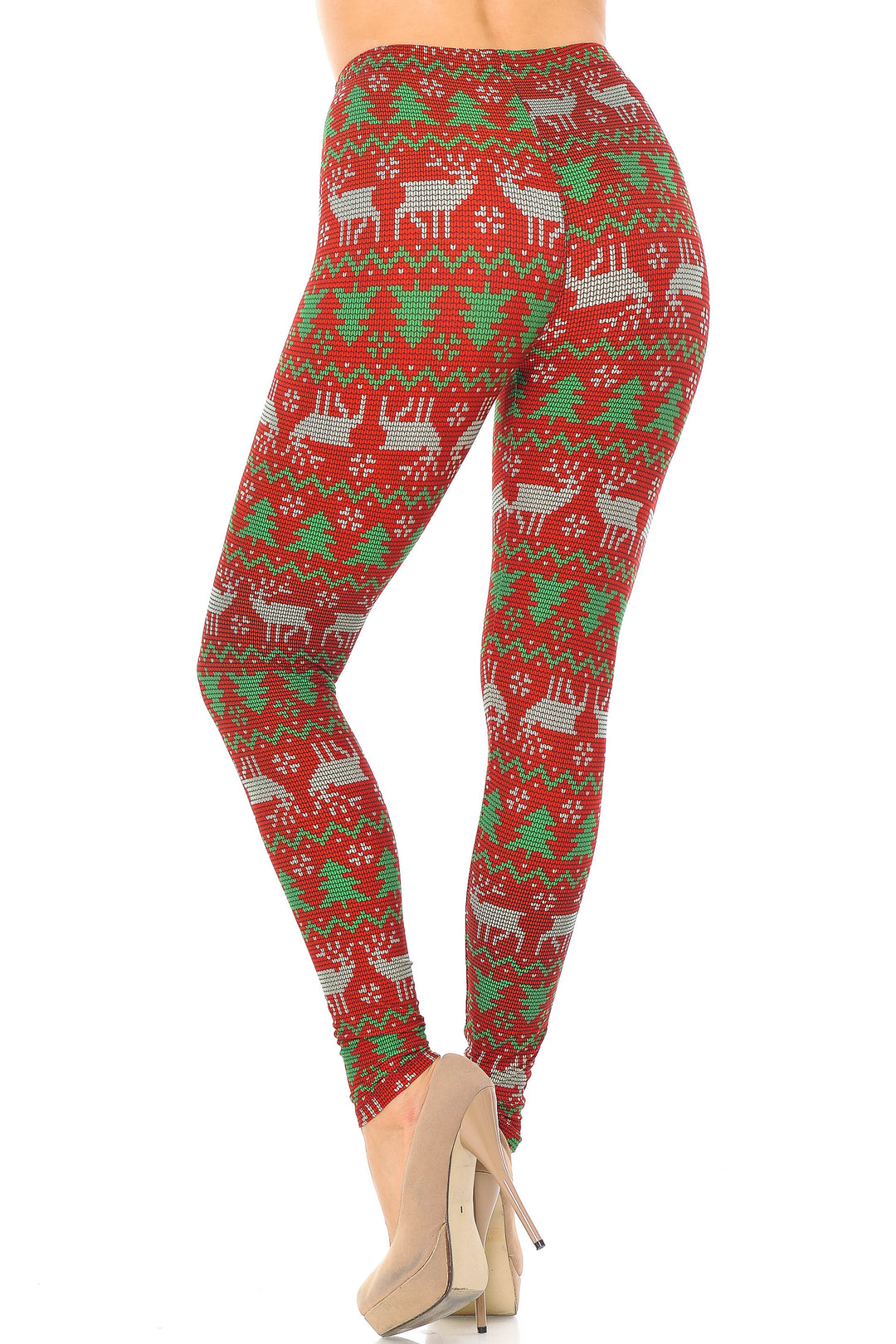 Buttery Smooth Faux Knit Reindeer and Holiday Tree Plus Size Leggings
