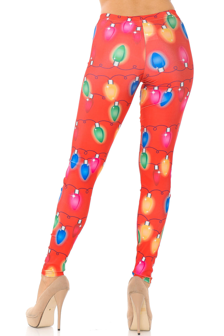 Ruby Red Colorful Christmas Lights Plus Size Leggings