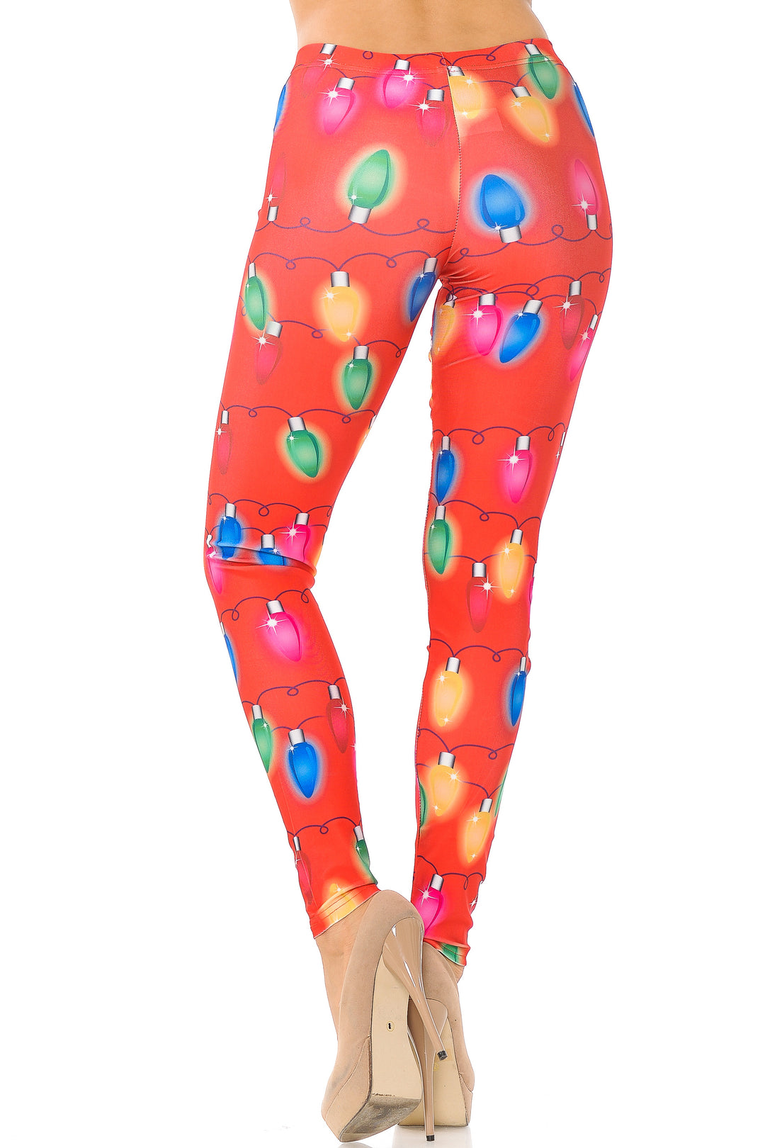 Ruby Red Colorful Christmas Lights Plus Size Leggings