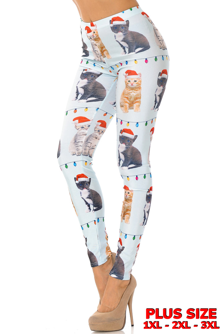 Cats in Hats Christmas Plus Size Leggings