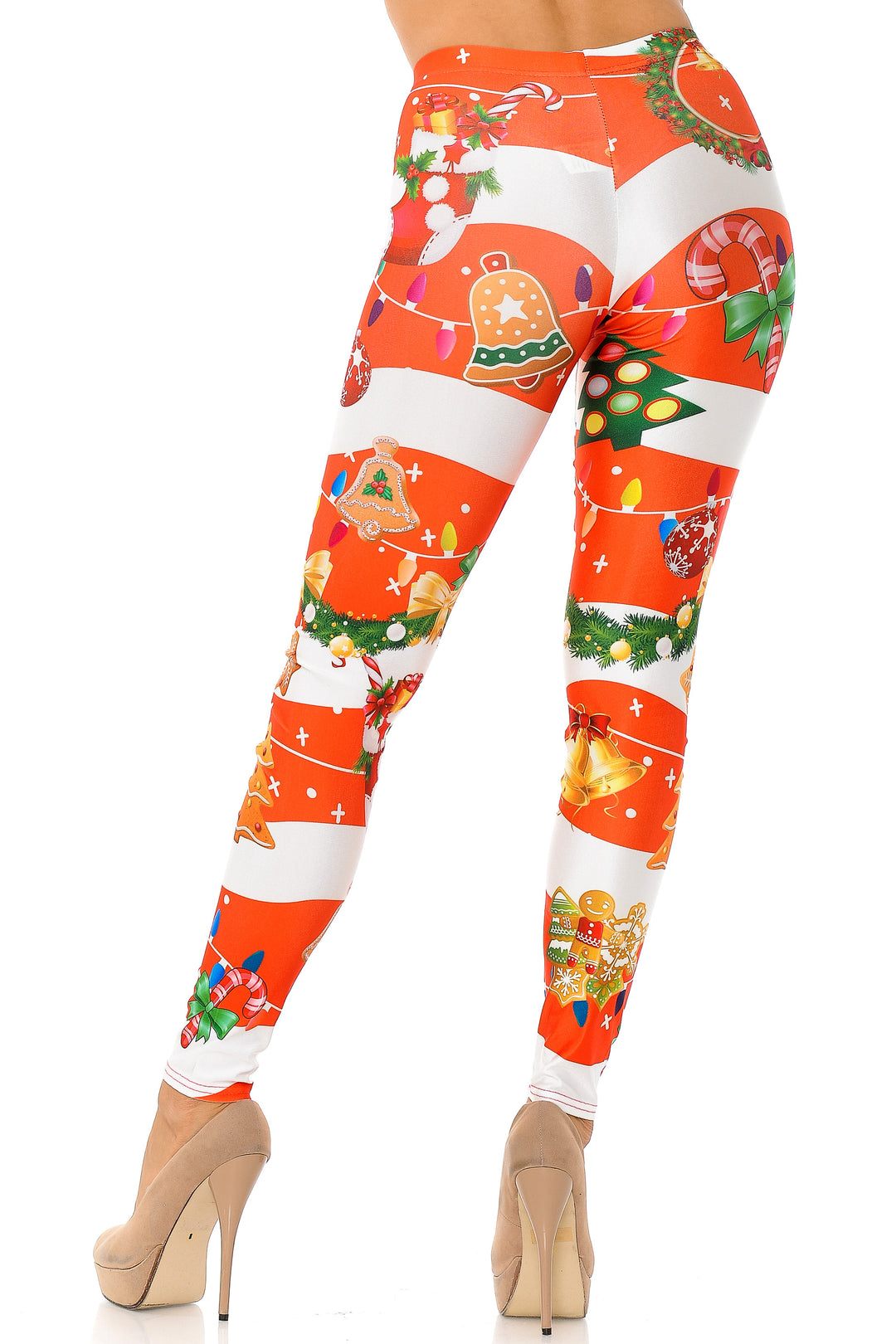 Holiday Festive Red Christmas Garland Wrap Plus Size Leggings