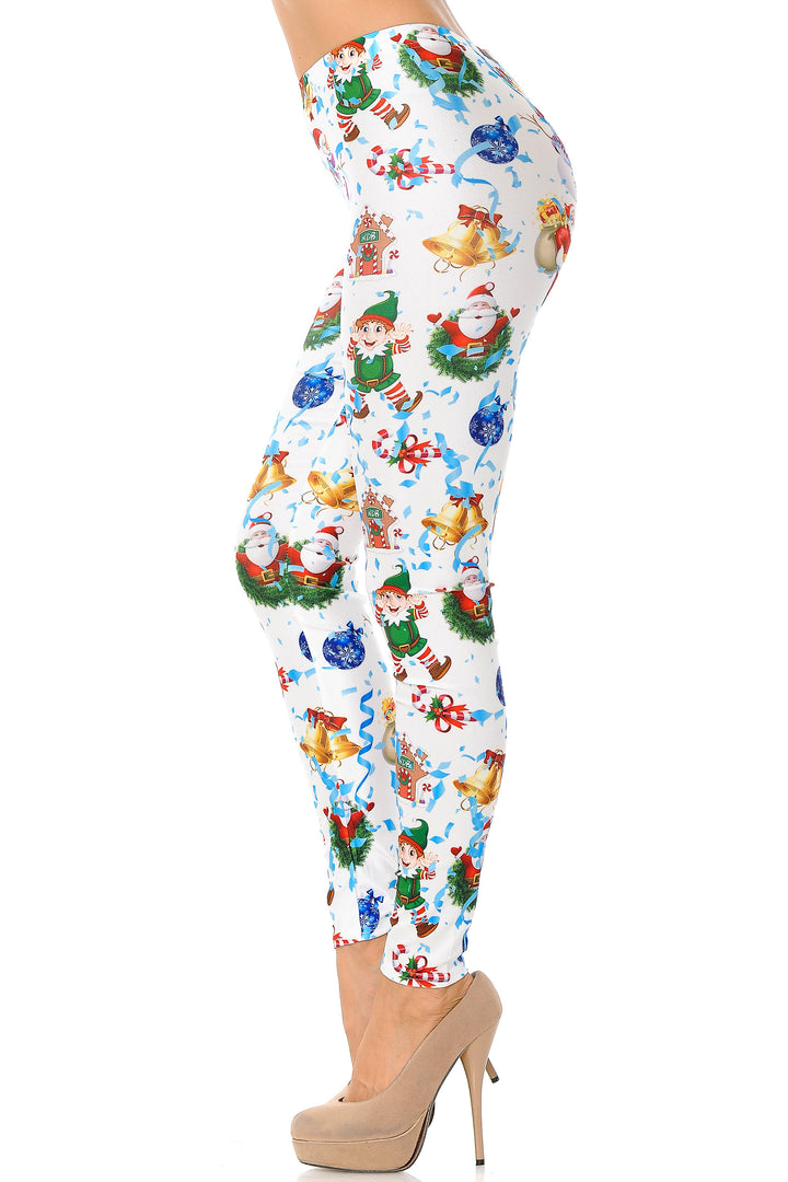 White Wonderful Festive Christmas Plus Size Leggings