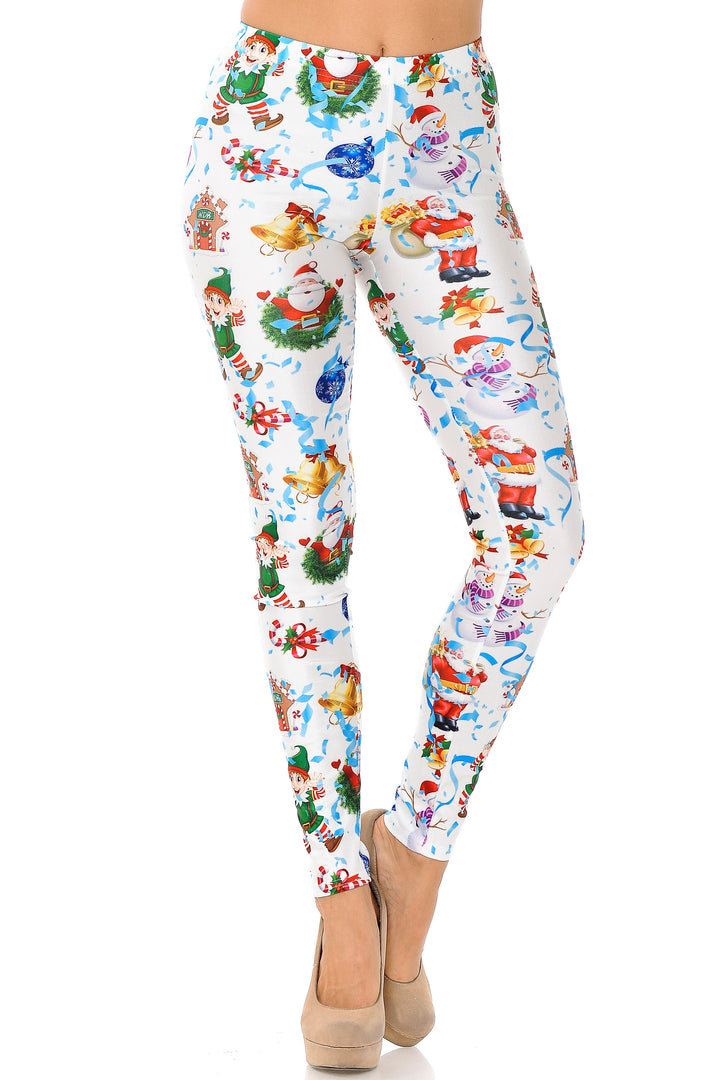 White Wonderful Festive Christmas Plus Size Leggings