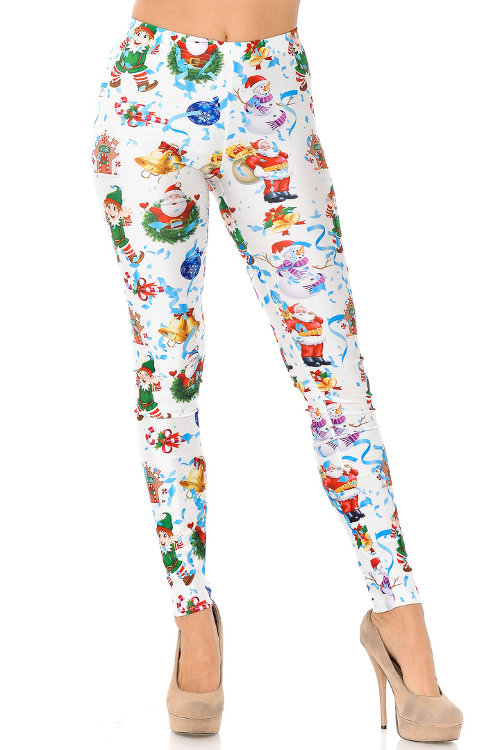 White Wonderful Festive Christmas Plus Size Leggings