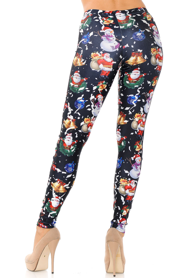 Black Wonderful Festive Christmas Plus Size Leggings