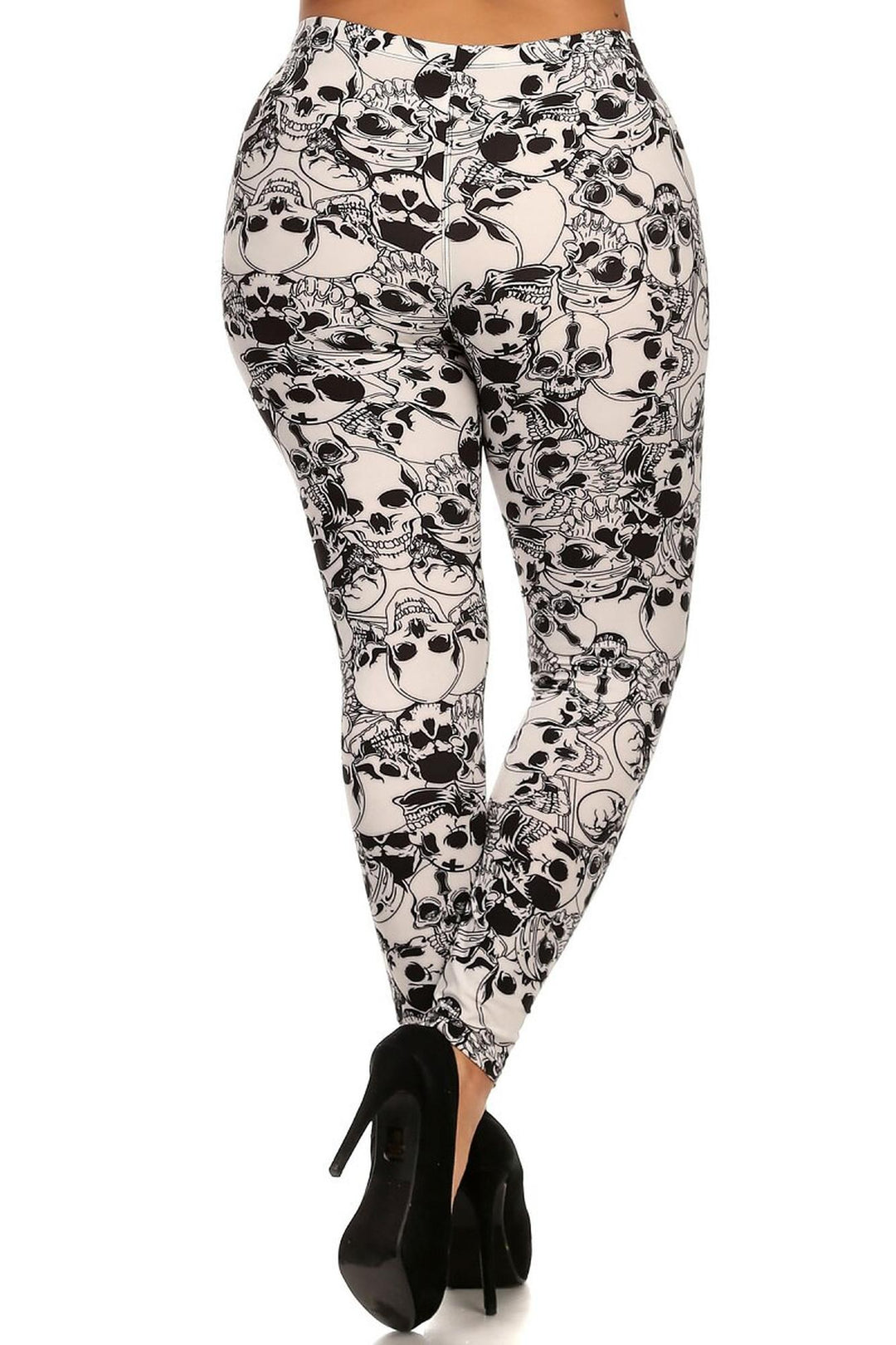 Buttery Smooth White Layers of Skulls Plus Size Leggings