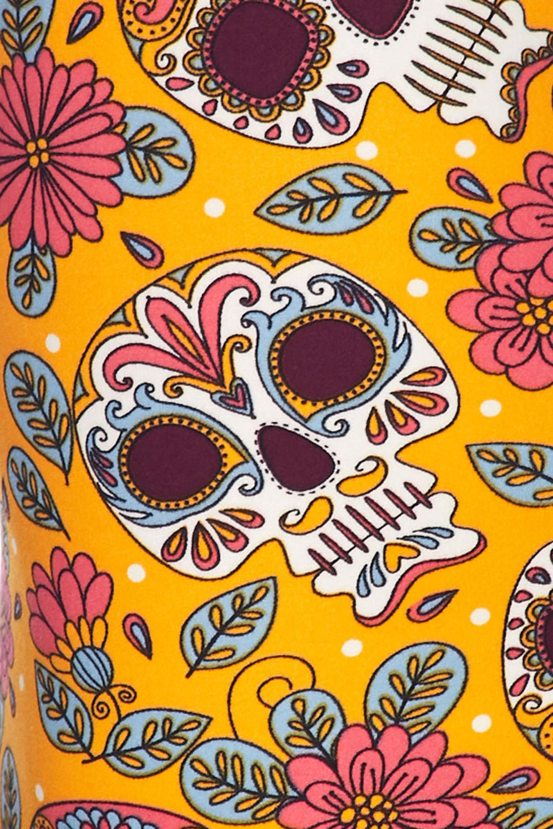 Buttery Smooth Mustard Summer Sugar Skull Plus Size Leggings