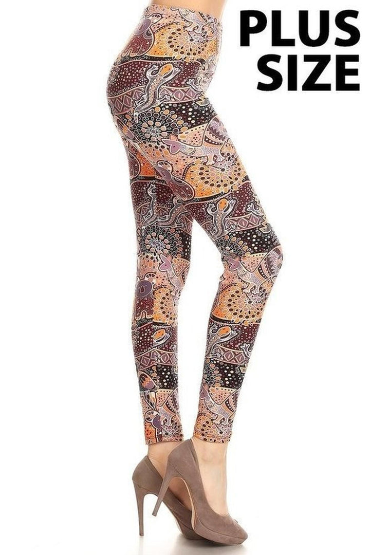 Buttery Smooth Mosaic Tribal Animal Plus Size Leggings