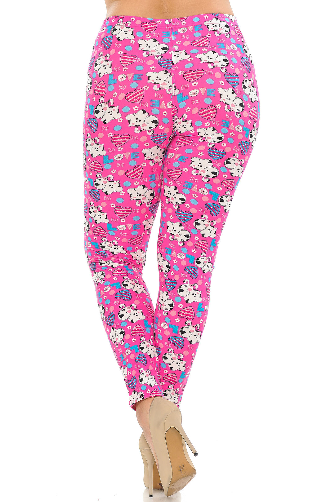 Buttery Smooth Pink Hearts & Puppy Dogs Plus Size Leggings