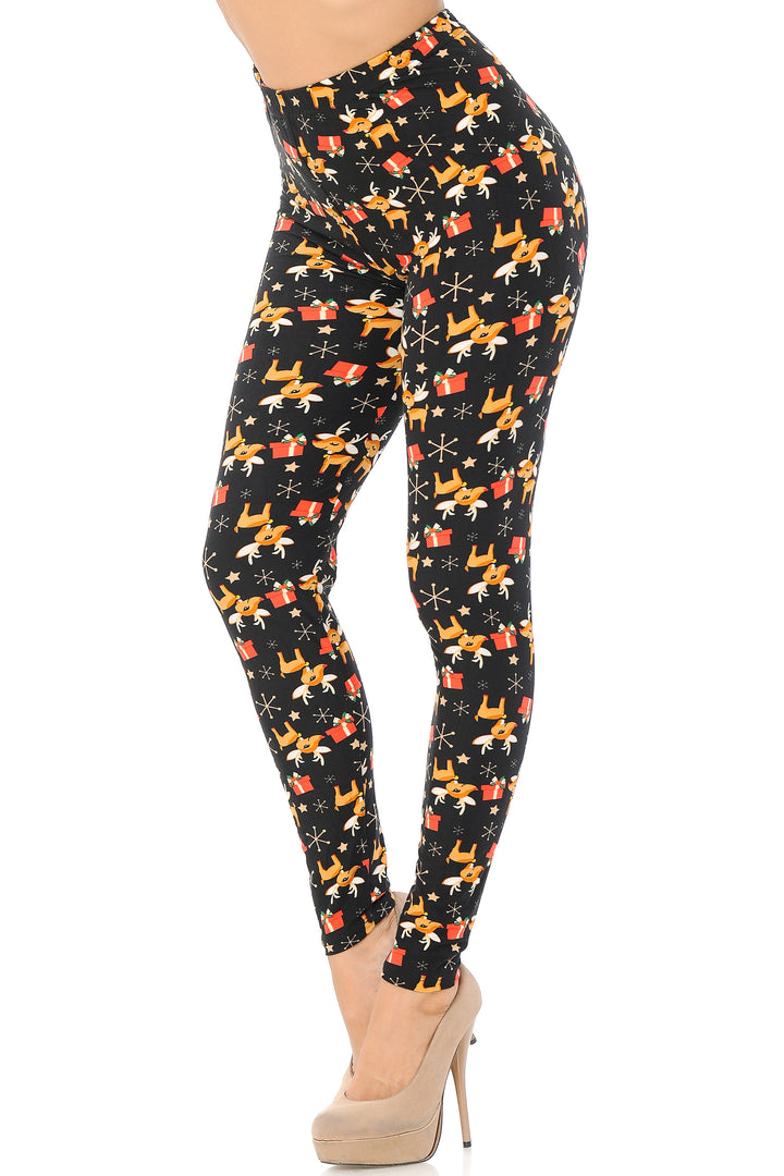 Buttery Soft Presents and Baby Reindeer Christmas Plus Size Leggings