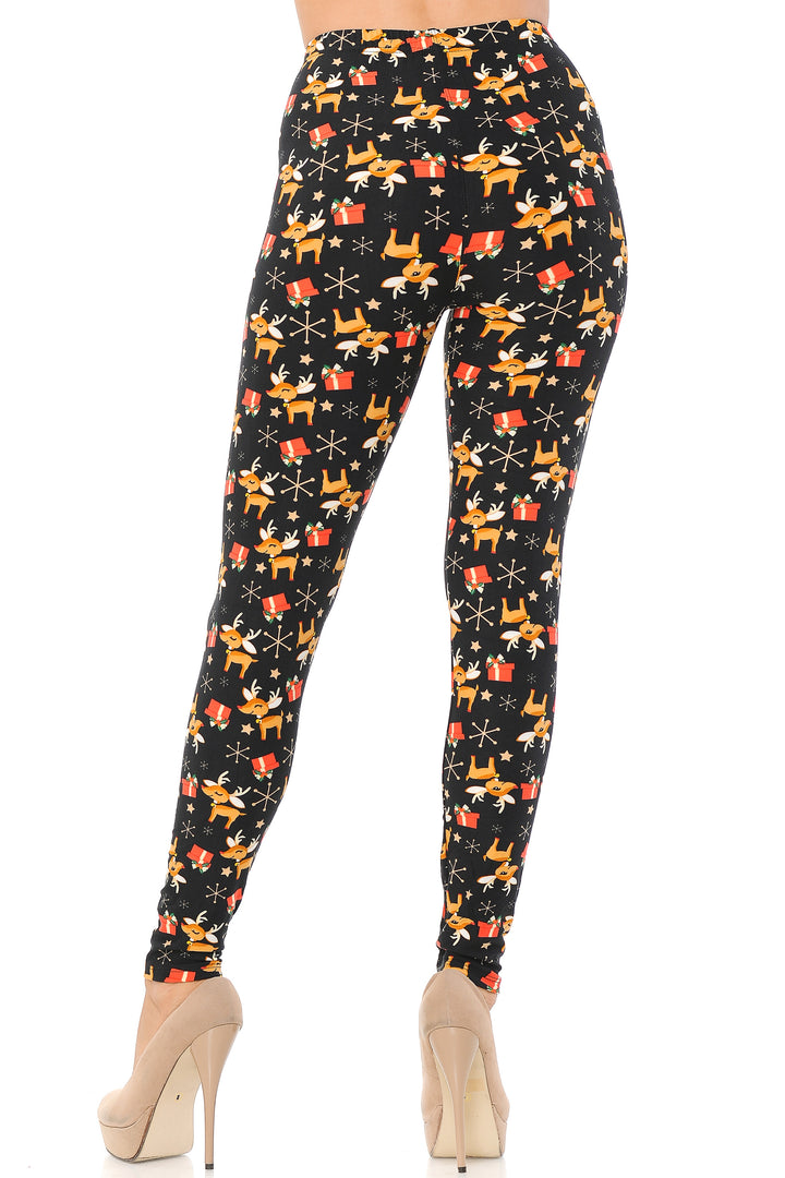 Buttery Soft Presents and Baby Reindeer Christmas Plus Size Leggings