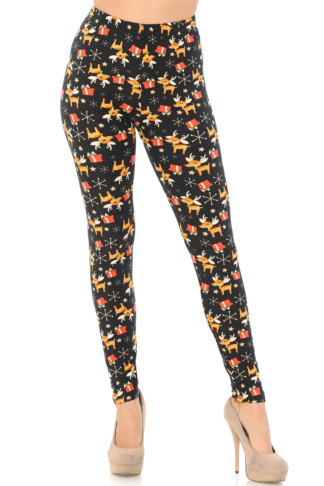 Buttery Soft Presents and Baby Reindeer Christmas Plus Size Leggings