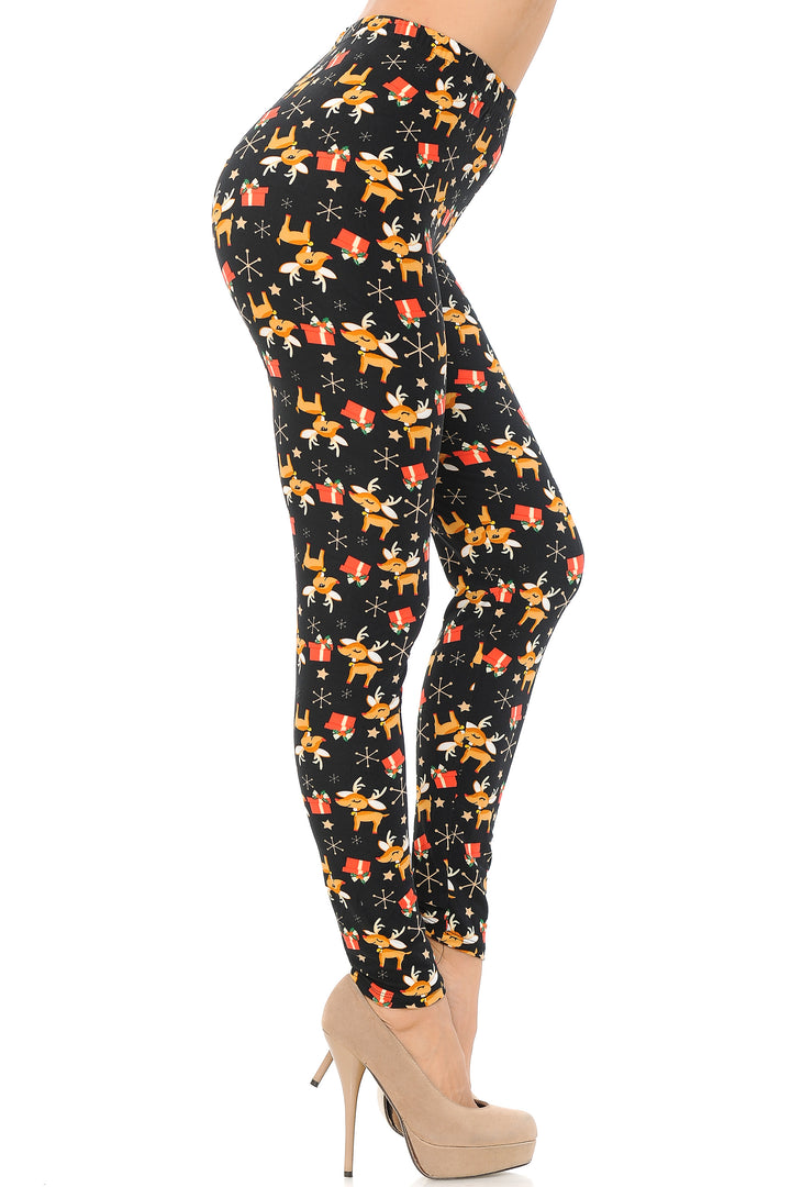 Buttery Soft Presents and Baby Reindeer Christmas Plus Size Leggings