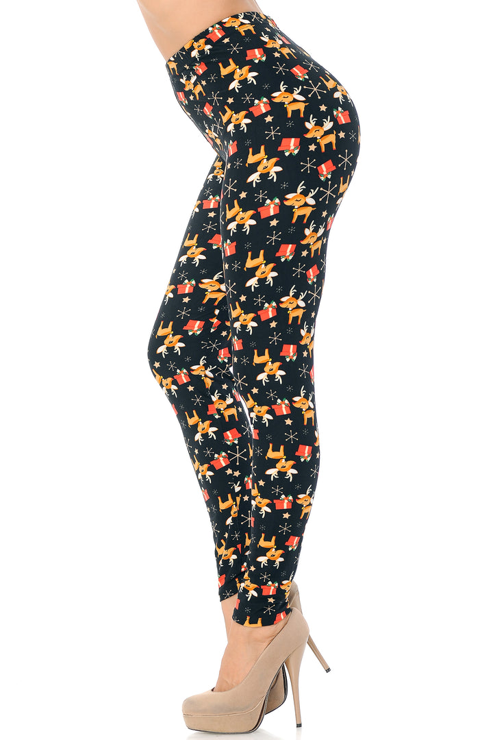 Buttery Soft Presents and Baby Reindeer Christmas Plus Size Leggings