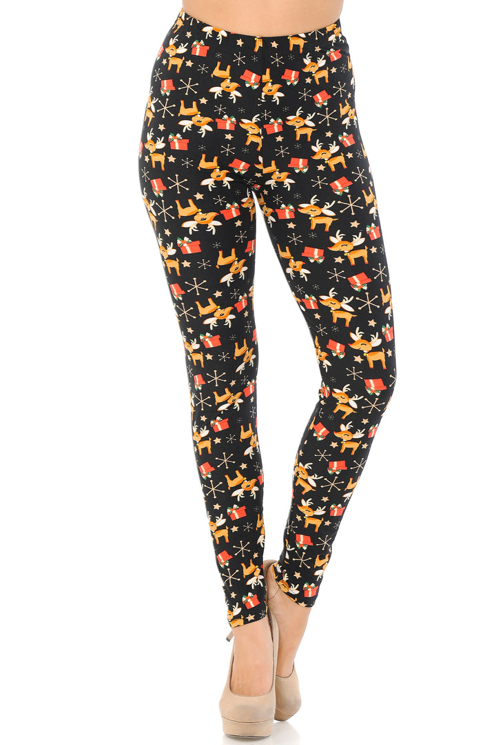 Buttery Soft Presents and Baby Reindeer Christmas Plus Size Leggings