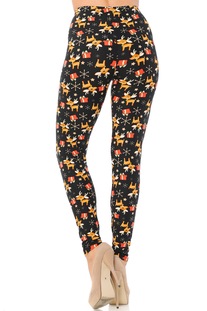 Buttery Soft Presents and Baby Reindeer Christmas Plus Size Leggings