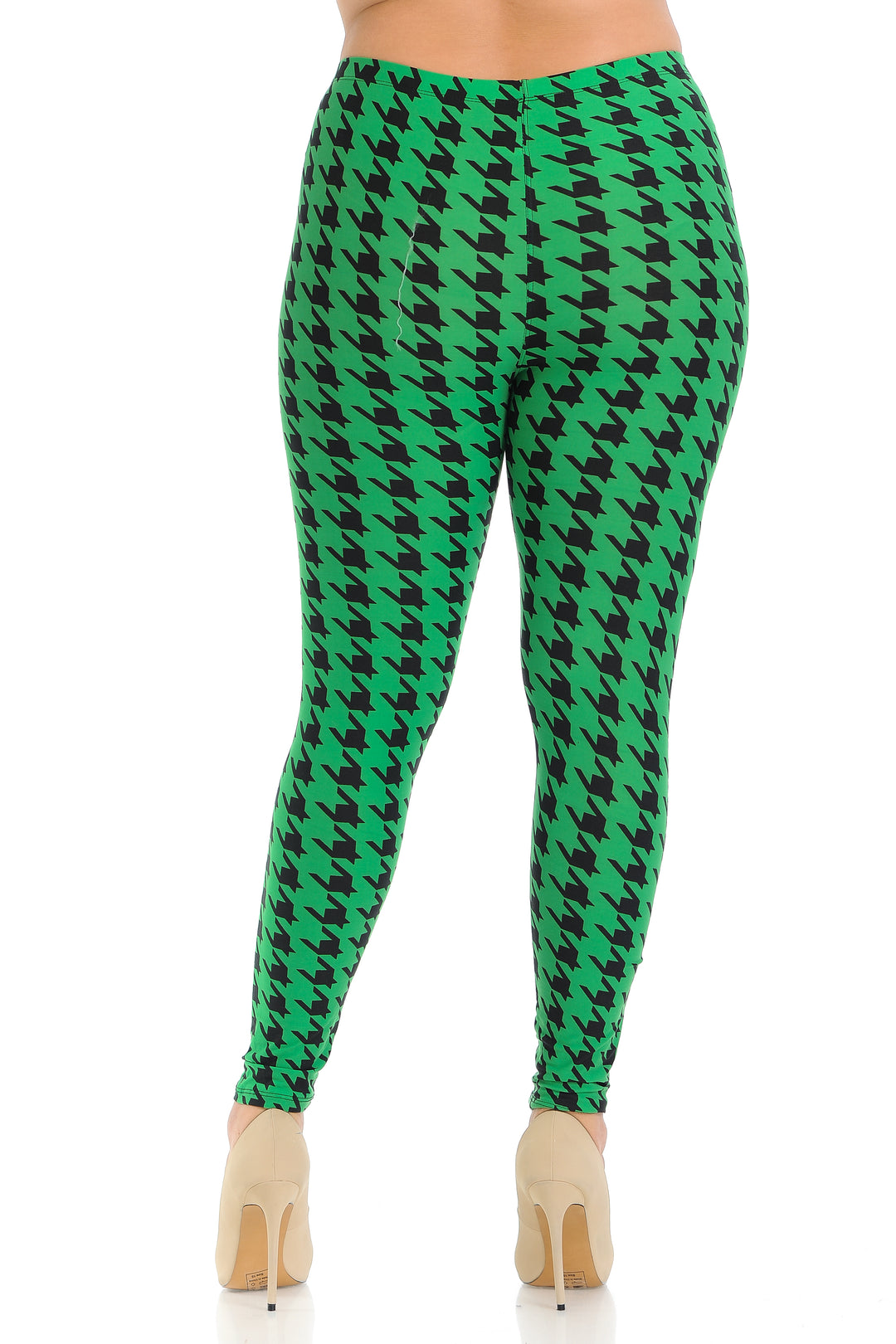Buttery Smooth Green Houndstooth Plus Size Leggings