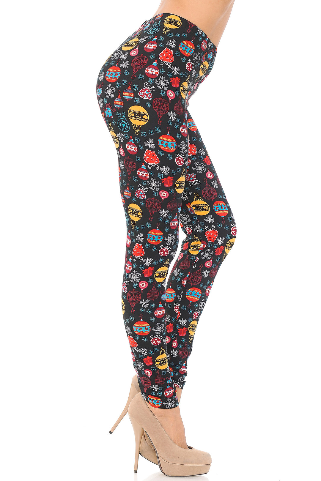 Buttery Soft Colorful Hanging Christmas Ornaments Plus Size Leggings