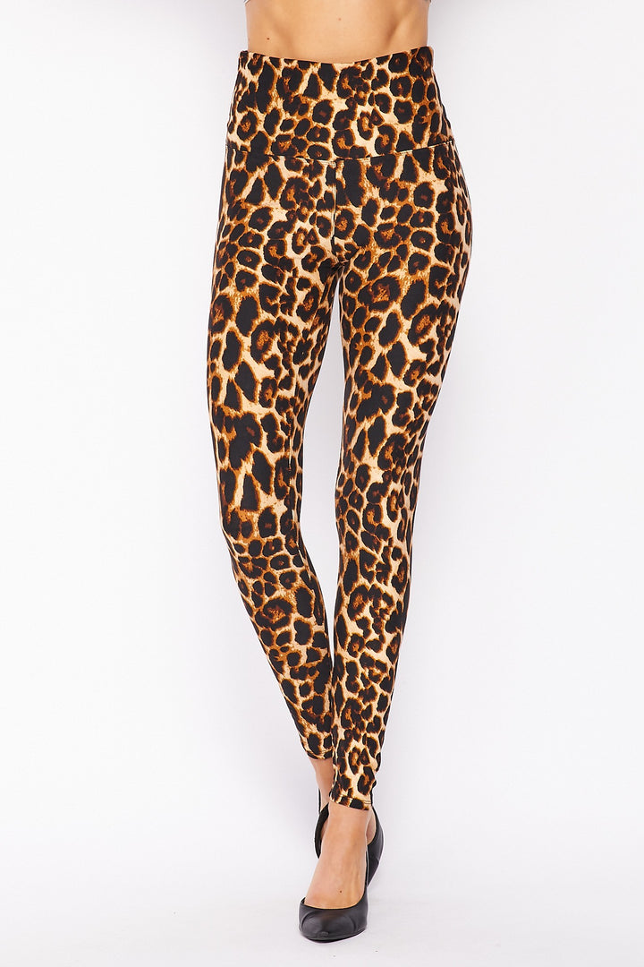 Buttery Smooth Bold and Beautiful High Waist Leopard Plus Size Leggings - 5 Inch Waist