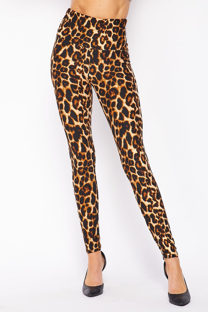 Buttery Smooth Bold and Beautiful High Waist Leopard Plus Size Leggings - 5 Inch Waist