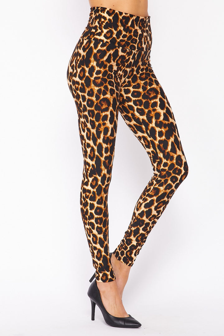Buttery Smooth Bold and Beautiful High Waist Leopard Plus Size Leggings - 5 Inch Waist