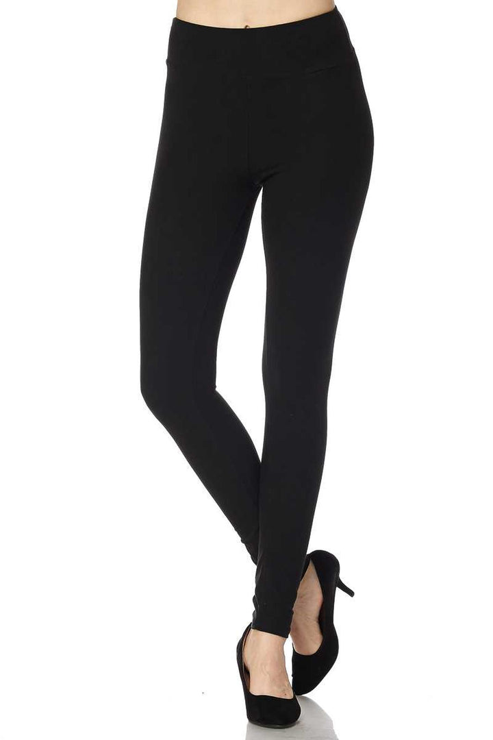 Buttery Smooth Basic Solid High Waisted Plus Size Leggings - 3 Inch Band