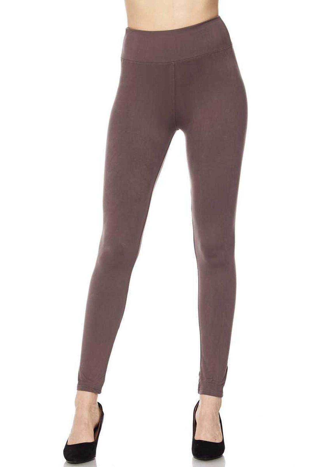 Buttery Smooth Basic Solid High Waisted Plus Size Leggings - 3 Inch Band