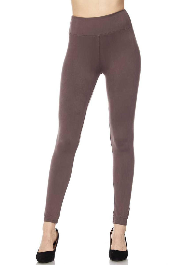 Buttery Smooth Basic Solid High Waisted Plus Size Leggings - 3 Inch Band