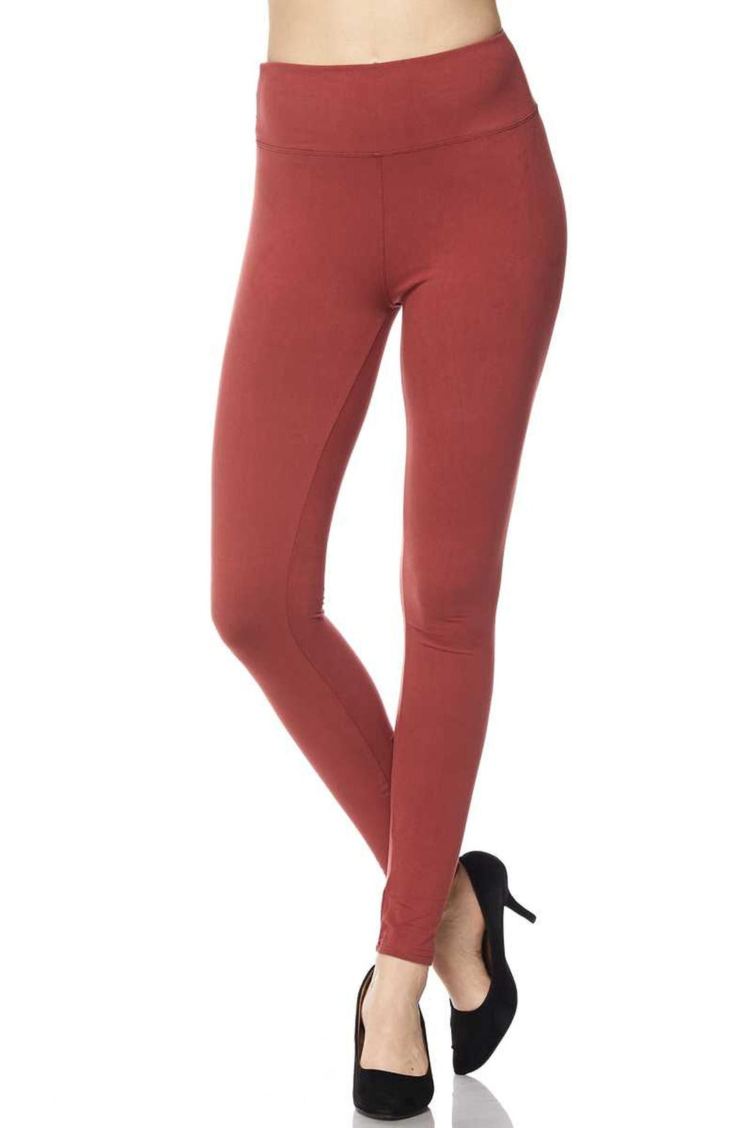 Buttery Smooth Basic Solid High Waisted Plus Size Leggings - 3 Inch Band