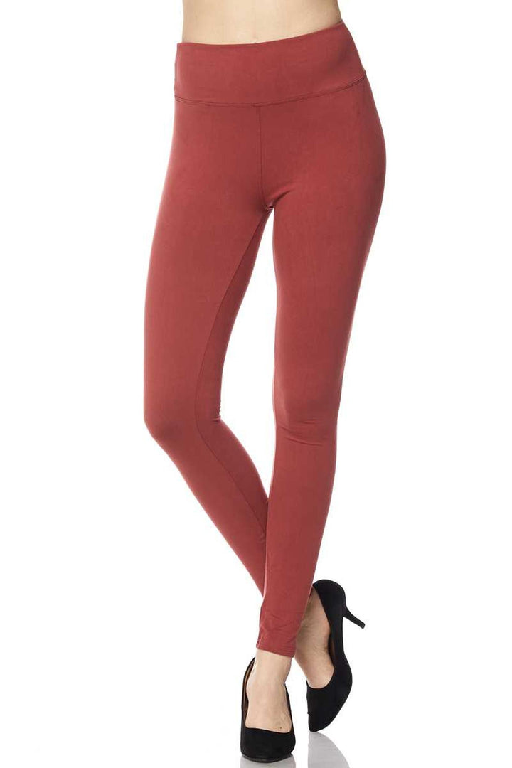 Buttery Smooth Basic Solid High Waisted Plus Size Leggings - 3 Inch Band