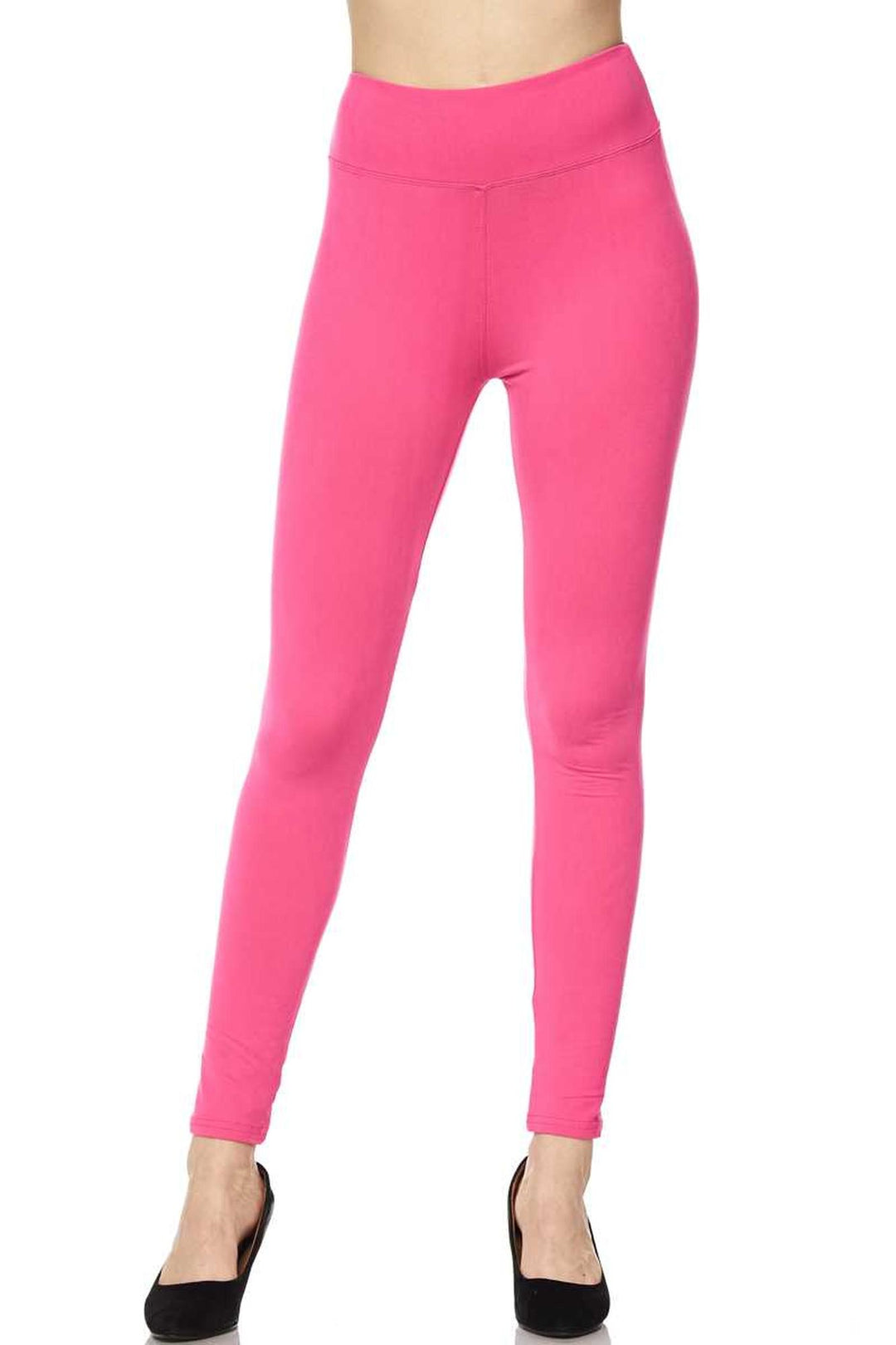 Buttery Smooth Basic Solid High Waisted Plus Size Leggings - 3 Inch Band