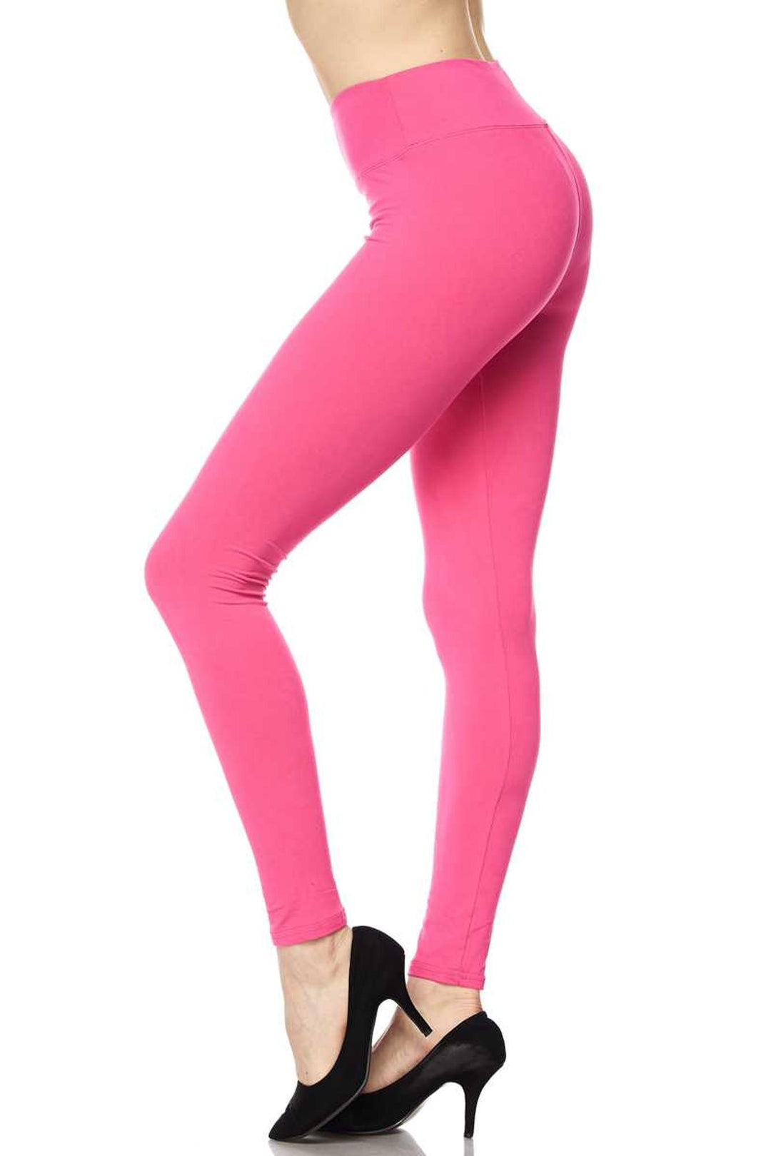Buttery Smooth Basic Solid High Waisted Plus Size Leggings - 3 Inch Band