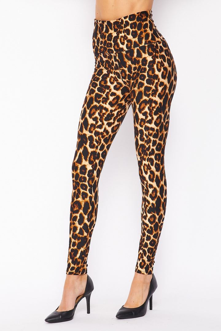 Buttery Smooth Bold and Beautiful High Waist Leopard Plus Size Leggings - 5 Inch Waist
