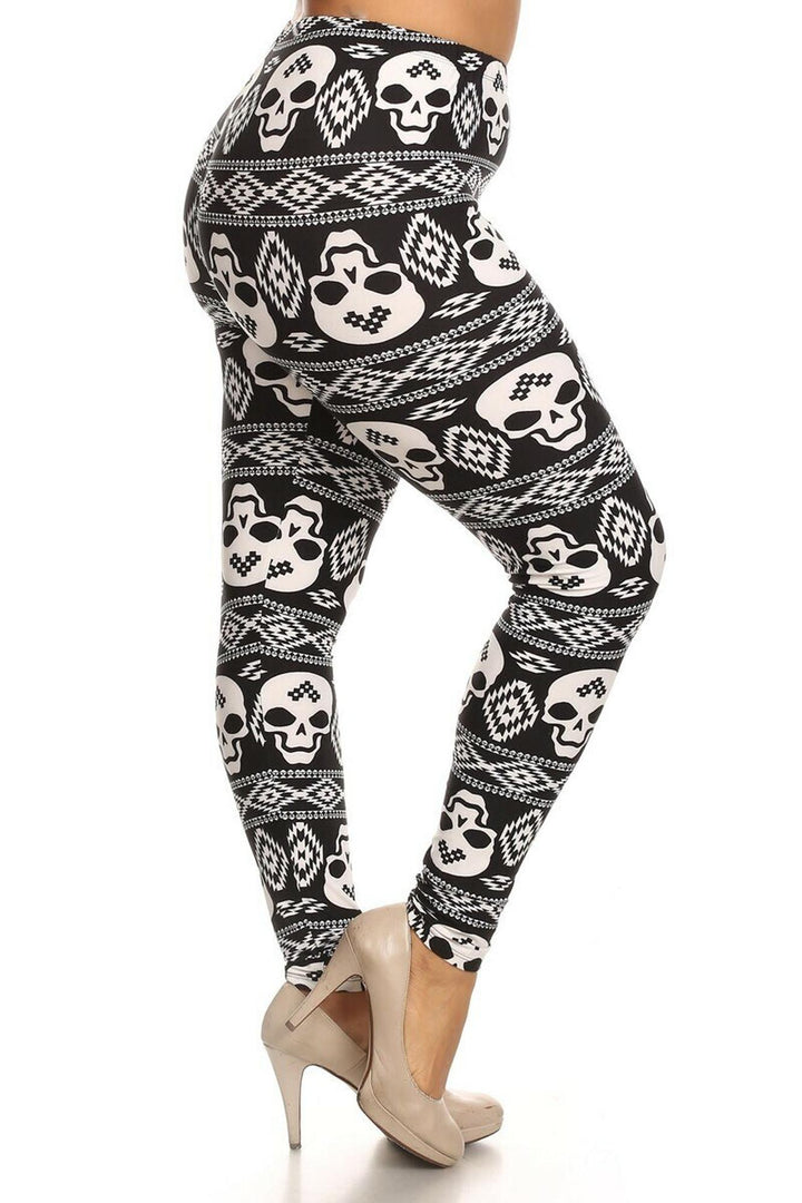 Buttery Smooth Skull Tribe Plus Size Leggings