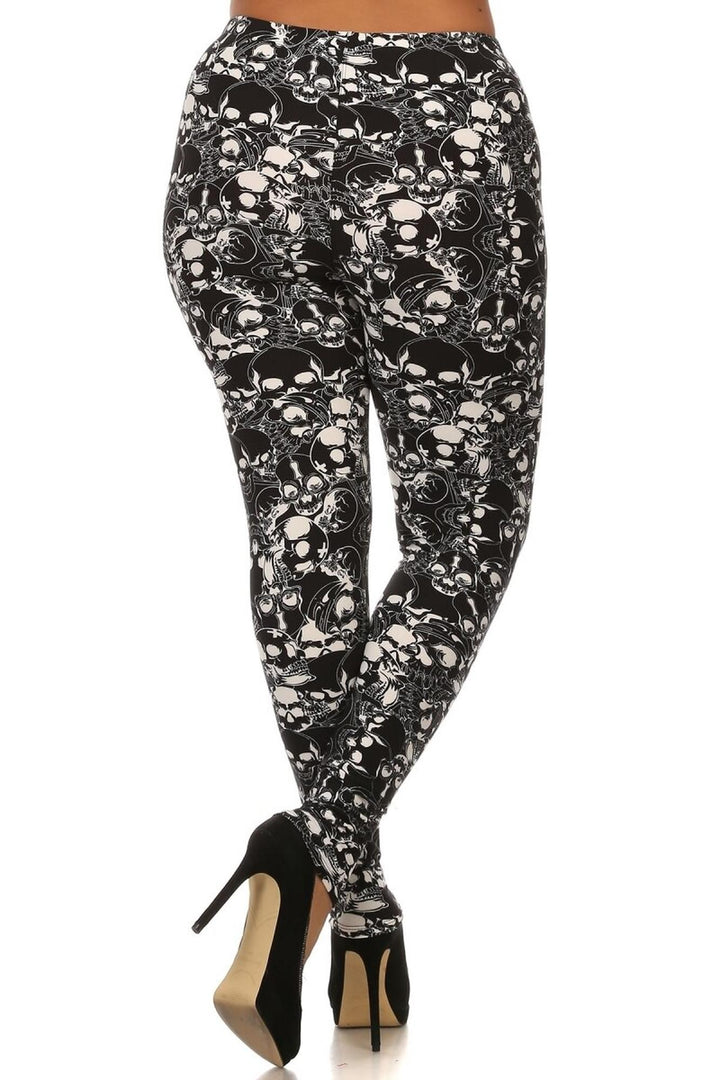 Buttery Smooth Black Layers of Skulls Plus Size Leggings