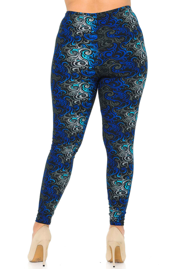 Buttery Smooth Blue Twisted Swirl Plus Size Leggings