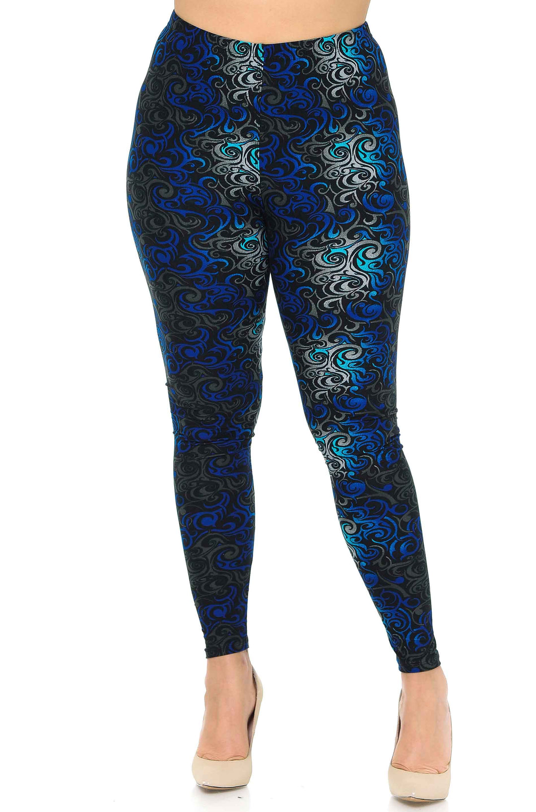 Buttery Smooth Blue Twisted Swirl Plus Size Leggings