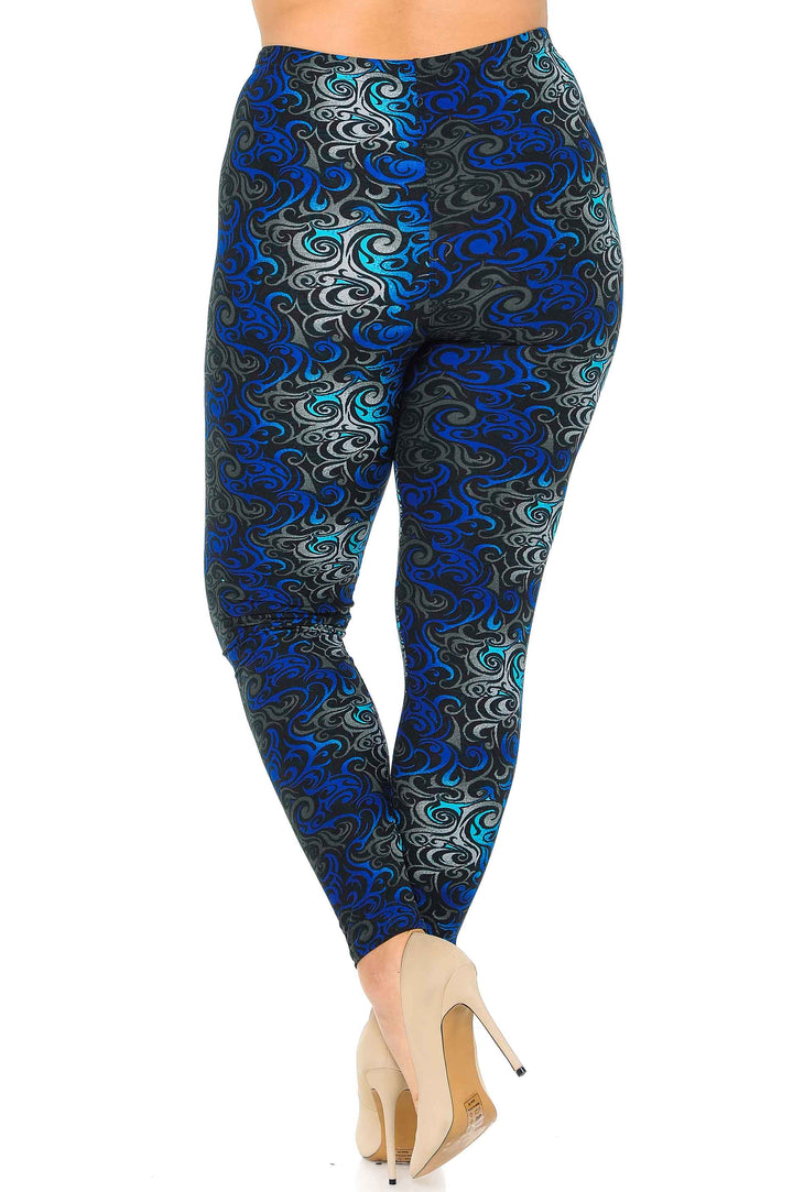 Buttery Smooth Blue Twisted Swirl Plus Size Leggings