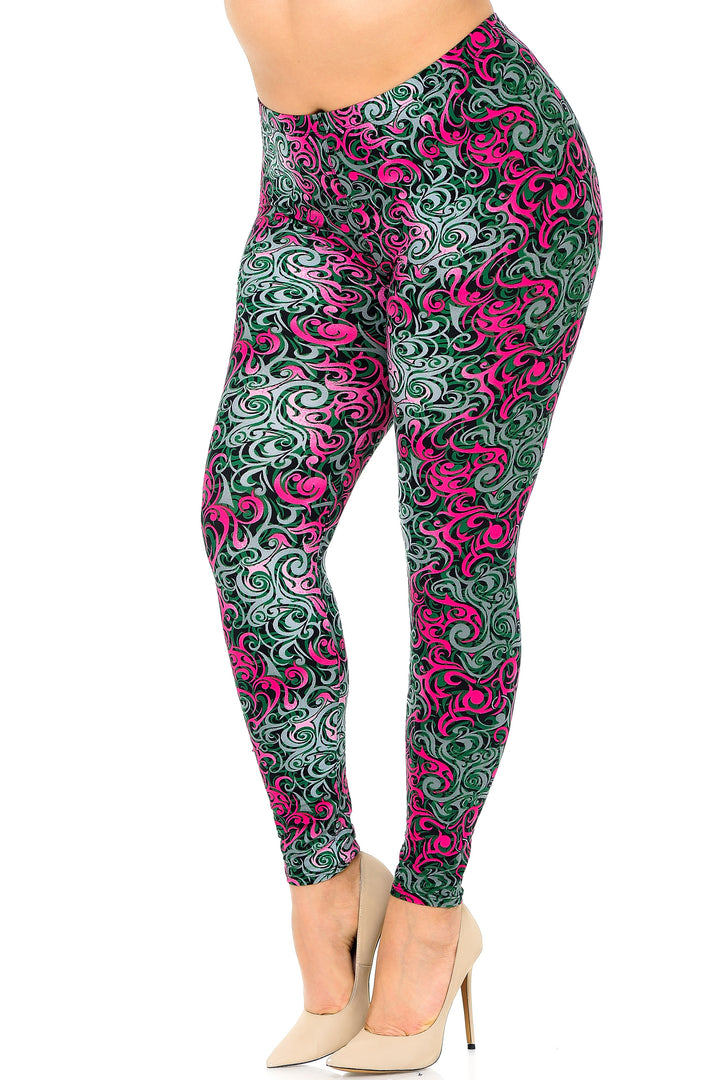 Buttery Smooth Fuchsia Twisted Swirl Plus Size Leggings