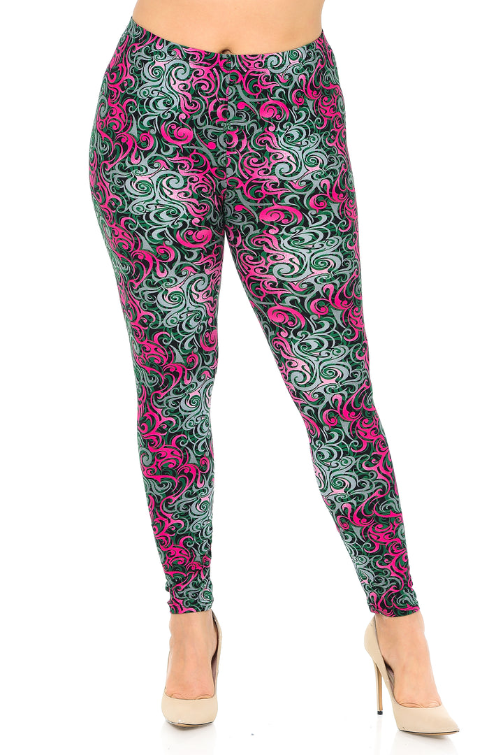Buttery Smooth Fuchsia Twisted Swirl Plus Size Leggings