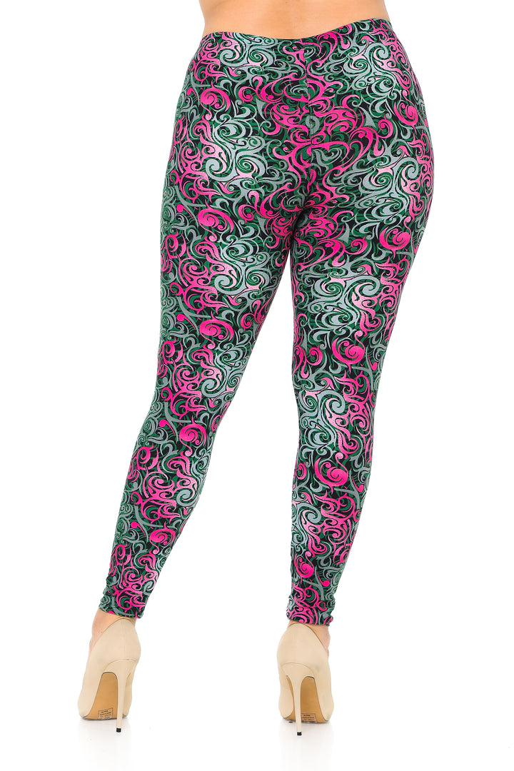 Buttery Smooth Fuchsia Twisted Swirl Plus Size Leggings