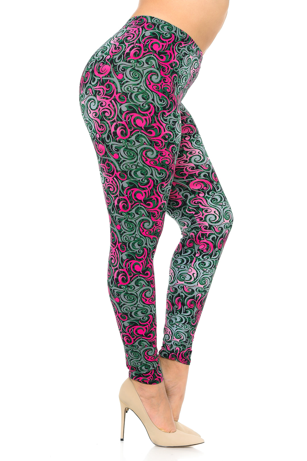 Buttery Smooth Fuchsia Twisted Swirl Plus Size Leggings