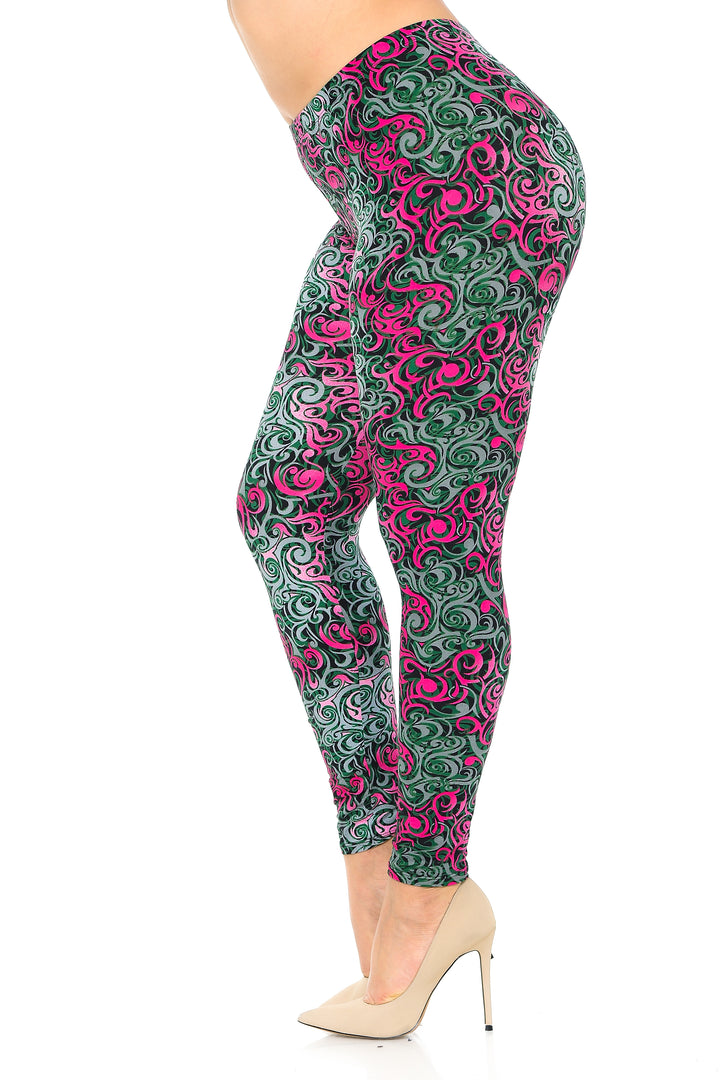 Buttery Smooth Fuchsia Twisted Swirl Plus Size Leggings