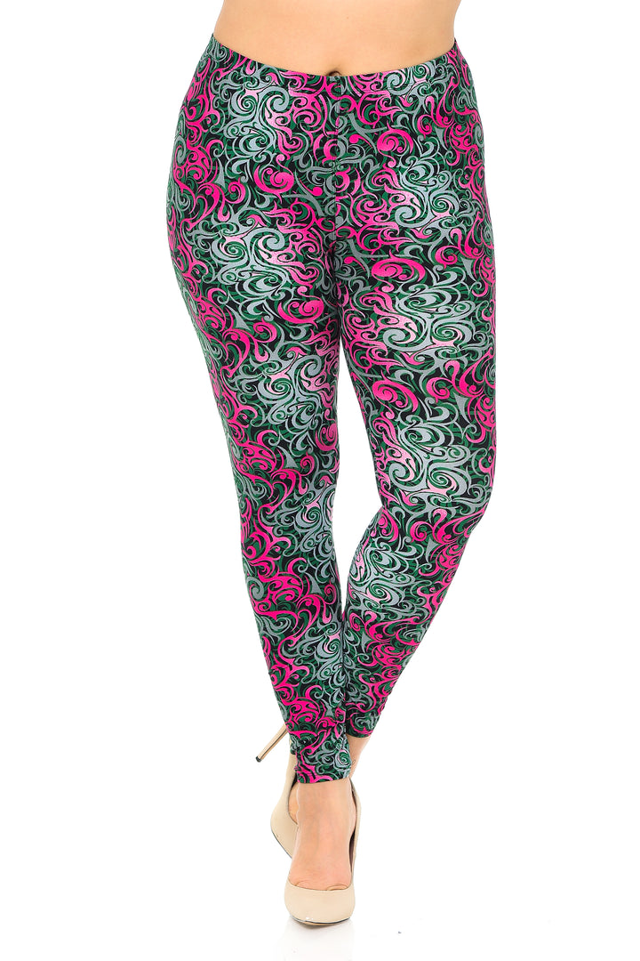 Buttery Smooth Fuchsia Twisted Swirl Plus Size Leggings