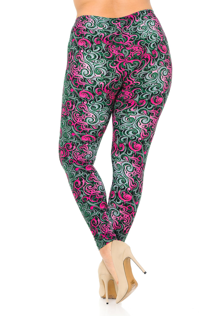 Buttery Smooth Fuchsia Twisted Swirl Plus Size Leggings