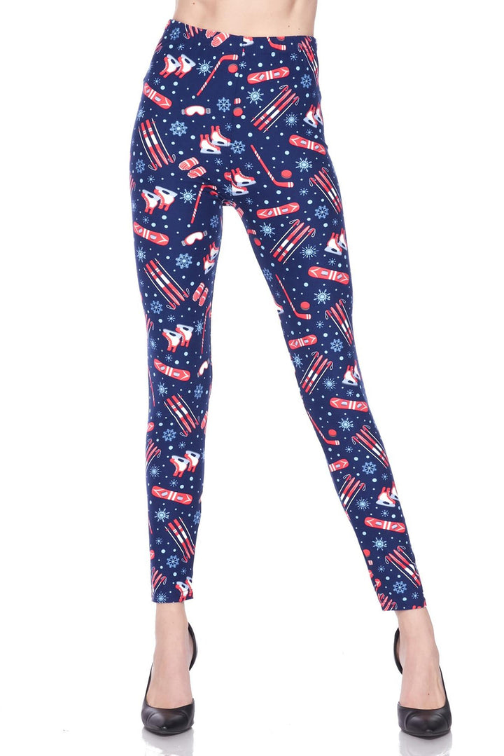 Buttery Smooth Winter Sports and Snowflakes Plus Size Leggings